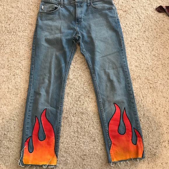 jeans with flames